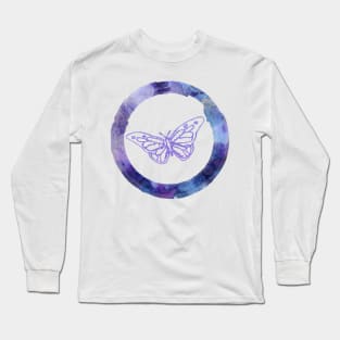 Purple Blue Butterfly Emoji Long Sleeve T-Shirt